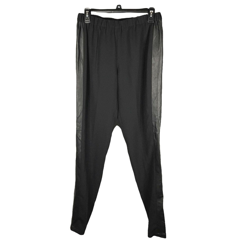Alice + Olivia Womens Size 4 Pants Genuine Lamb Leather Ponte Knit Combo Black